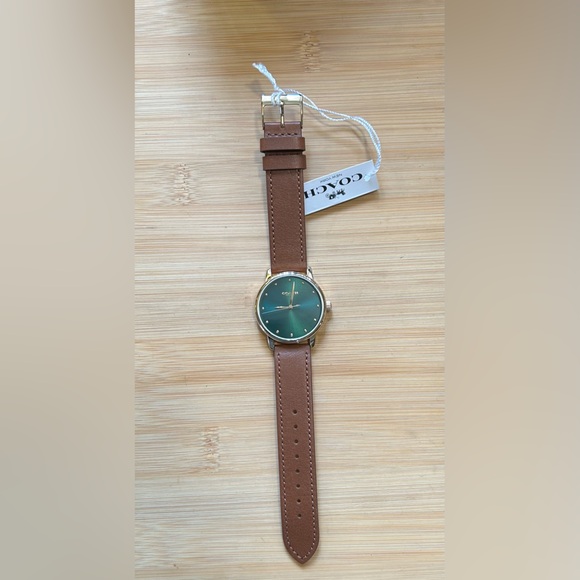 Coach Grand Watch With 36mm Green Face & Purple Tone Leather Band - Picture 3 of 5